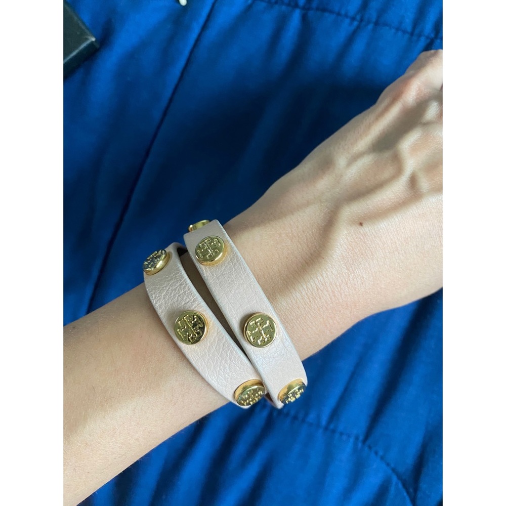 Tory Burch Double Wrap Logo Stud Bracelet